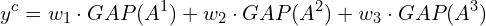 $$ y^{c} = w_1 \cdot GAP(A^1) + w_2 \cdot GAP(A^2) + w_3 \cdot GAP(A^3)$$