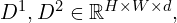 D^1, D^2 \in \mathbb{R}^{H \times W \times d},