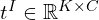 t^I \in \mathbb{R}^{K \times C}
