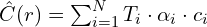 \hat{C}(r) = \sum_{i=1}^N T_i \cdot \alpha_i \cdot c_i