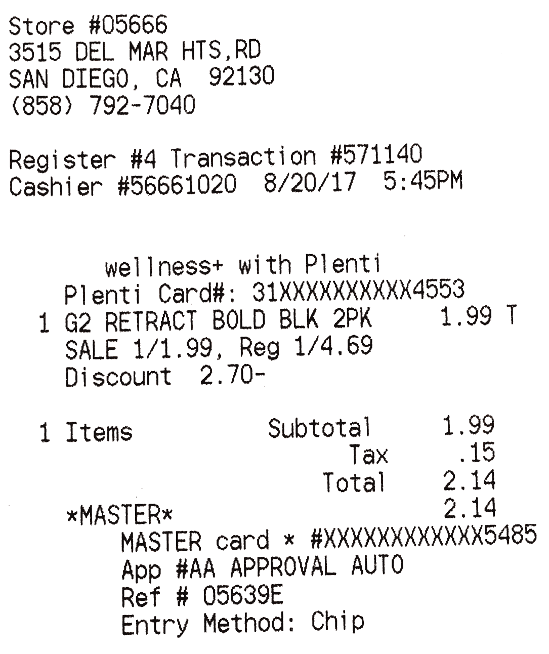 OCR Receipt Example