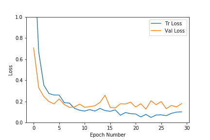 Loss curve for training and validation