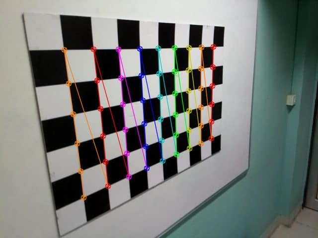 Result after drawing the detected checker board corners