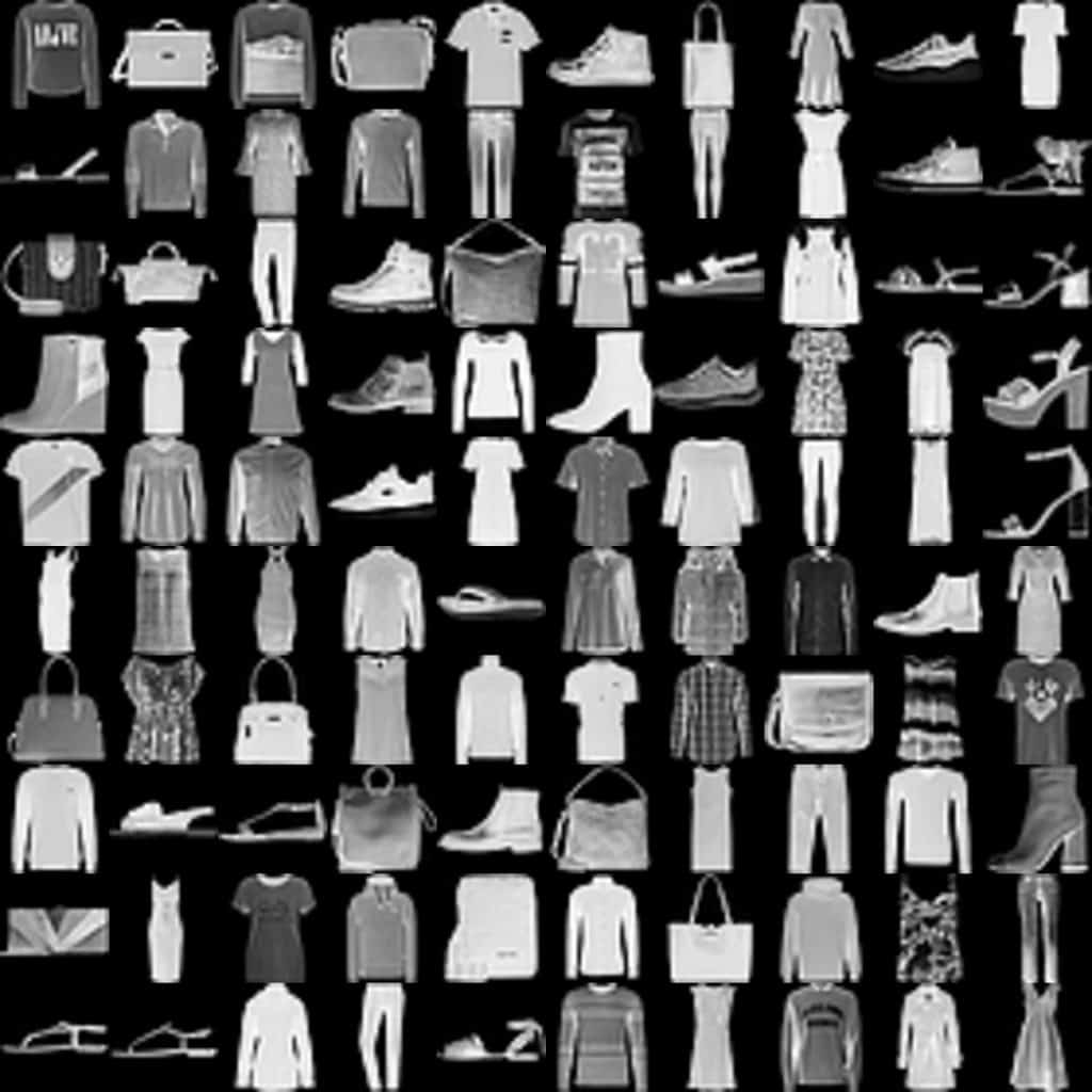 Sample images from the famous Fashion-MNIST dataset.