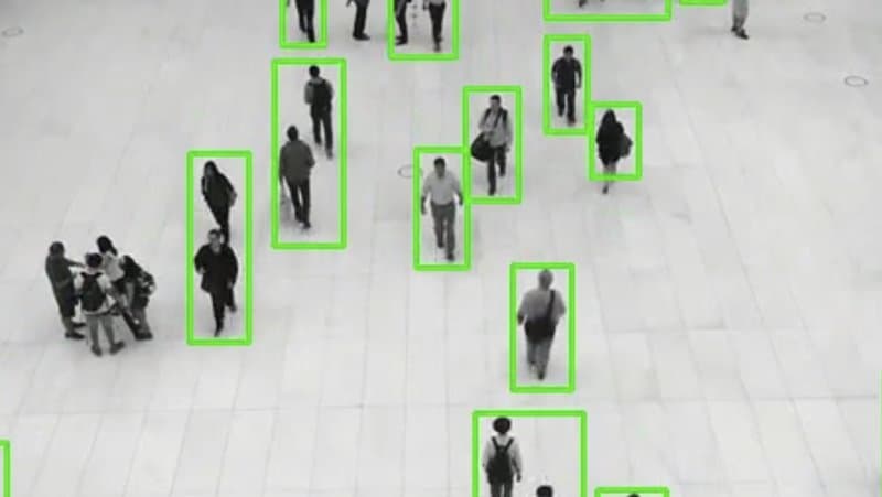 Application of contour detection using OpenCV. Moving object (person) detection using contour detection.