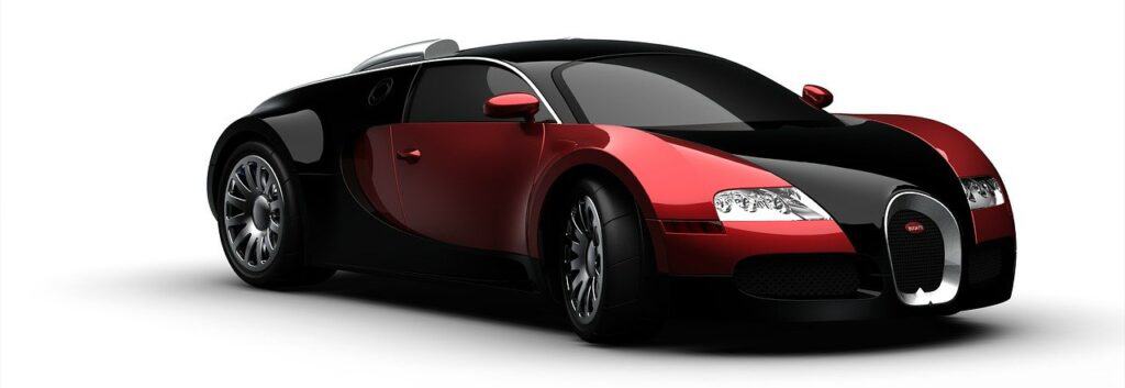 Image with Bugatti Veyron car, in Black and Red colors. This same image would be used throughout the article.