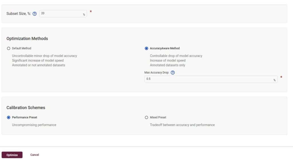 accuracy aware screen in Openvino workbench