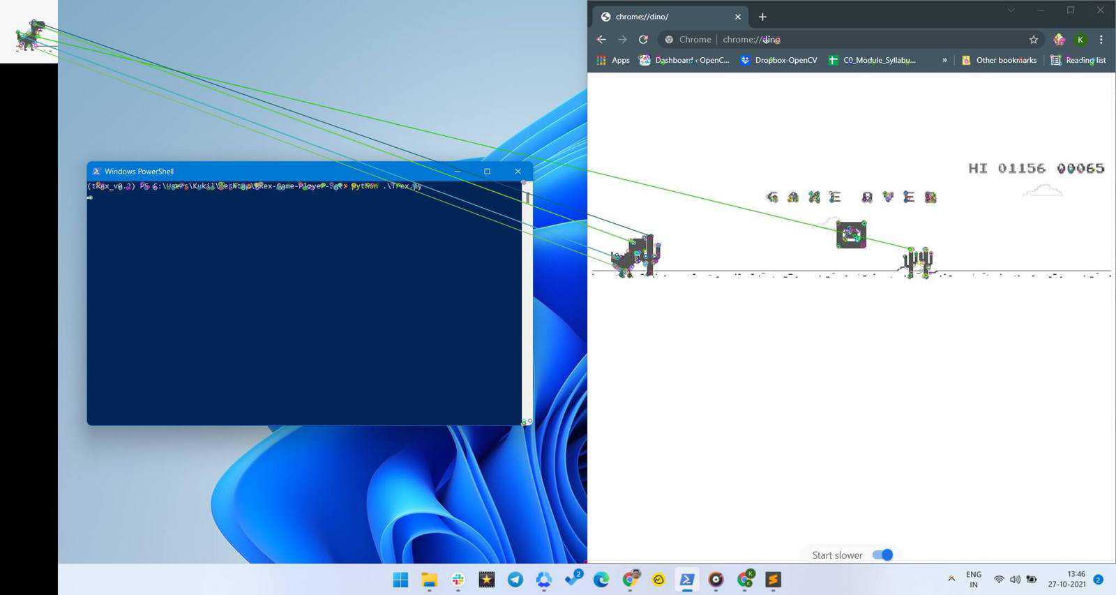 How to make gaming bot using python, Google Dinosaur game