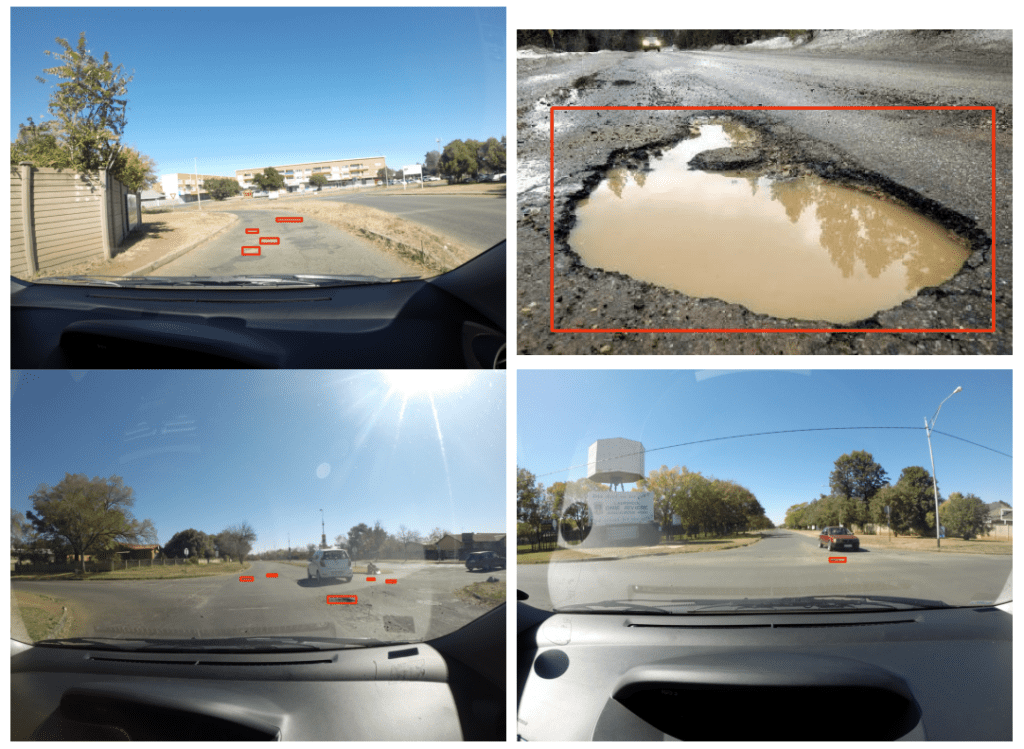 Ground truth images with annotations from the pothole detection dataset