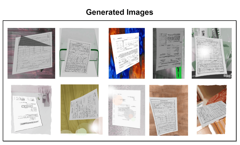 Sample images from the synthetic dataset for document segmentation