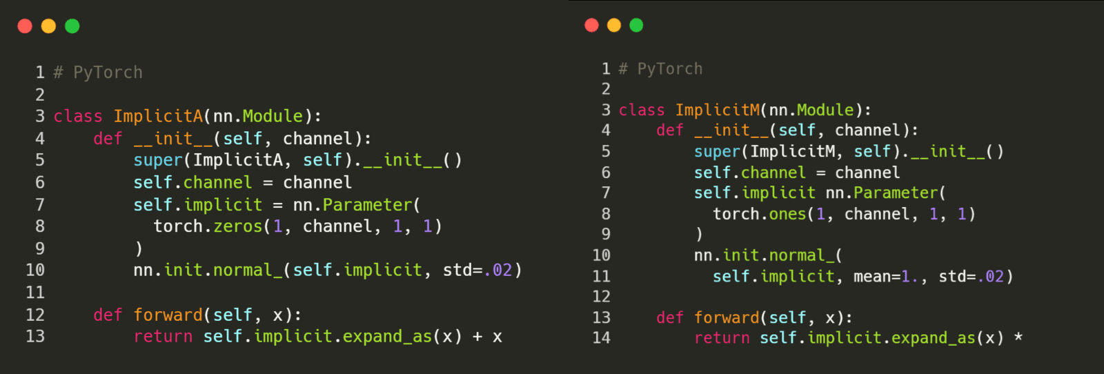 YoloR code in PyTorch for modeling implicit vector representation in .