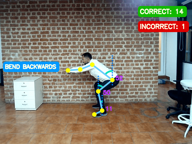 Bend backwards feedback in AI fitness Trainer Application
