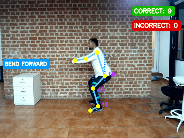 Bend forward feedback in AI fitness Trainer Application