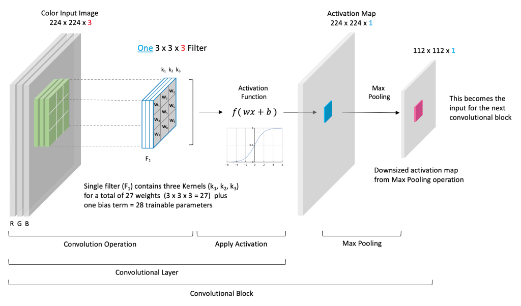 A complete working diagram of a convolutional block.