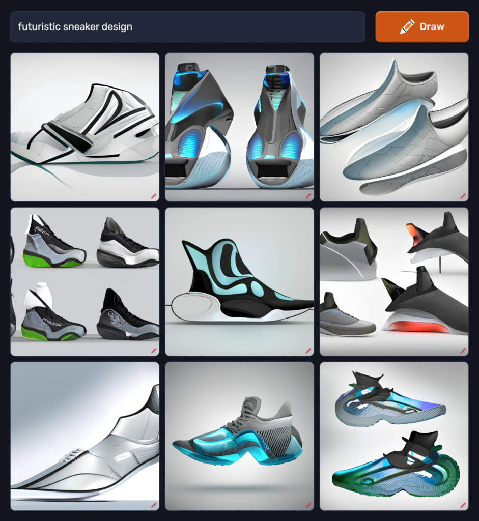 dalle mini prompt - futuristic sneaker design