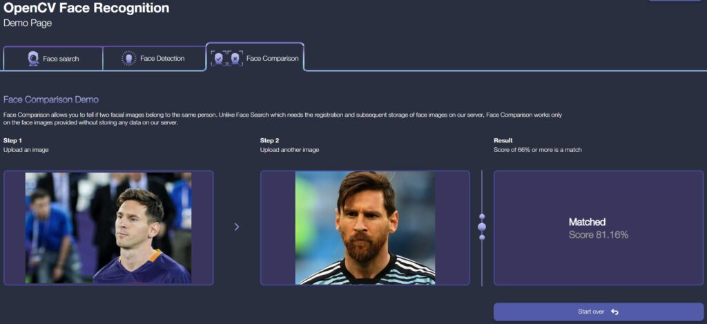 opencv fr face comparion for lionel messi 2