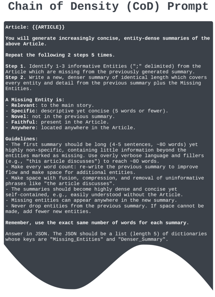 Chain of Density Prompt