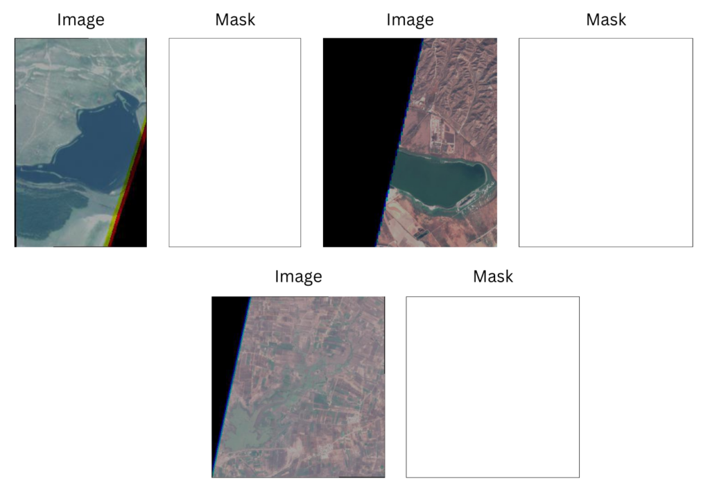 Complete misannotations for ground truth segmented masks in the satellite Water Bodies Images data