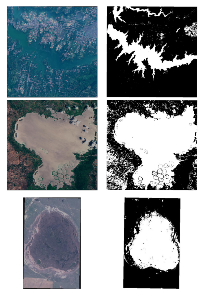 Mislabeled annotations for the ground truth segmented masks in the Satellite Water Body Imagery dataset. Deeplabv3