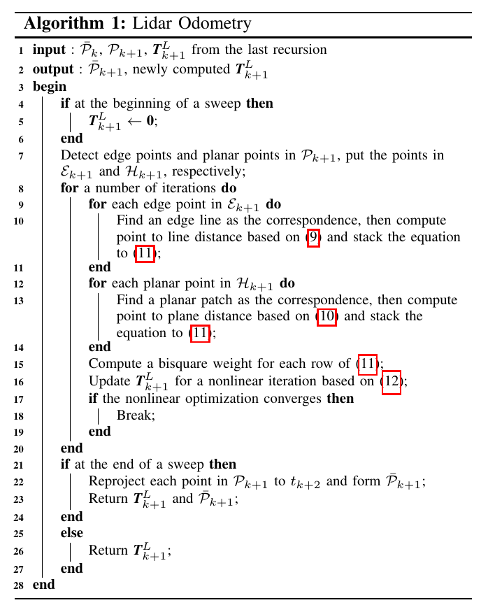 LOAM Odometry Pseudo code
LOAM paper C++
Run LOAM on ROS 2
Robotics Perception