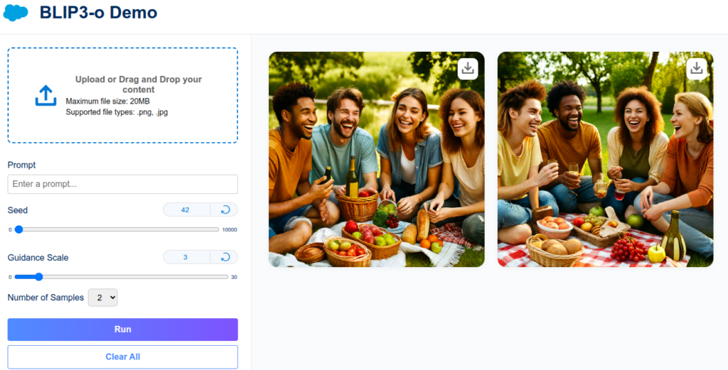 BLIP3-o, Multimodal model,  Image Understanding, Image Generation, Salesforce,  WebUI for BLIP3-o