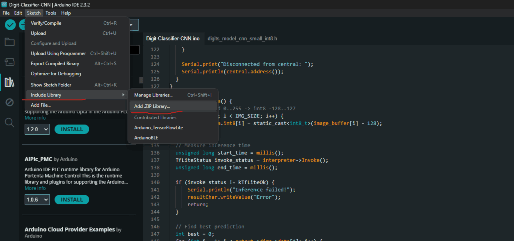 Installation of Arduino TensorflowLite for Deploying ML on Arduino